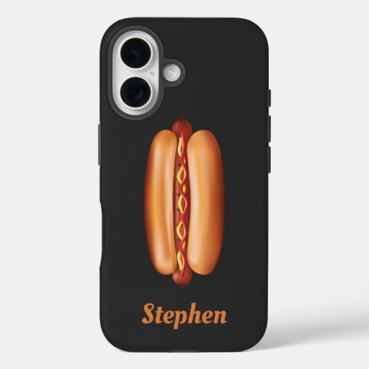 Hot Dog Fast Food illustratie met aangepaste naam Case-Mate iPhone Case (Achterkant)