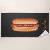 Hot Dog Fast Food illustratie met aangepaste naam Strandlaken (Voorkant)