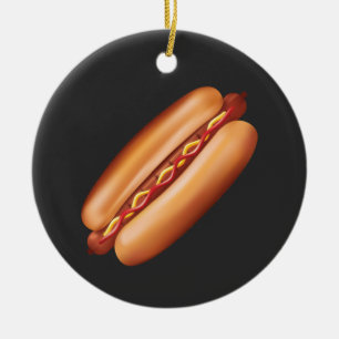 Hot Dog Fast Food illustratie met aangepaste tekst Keramisch Ornament