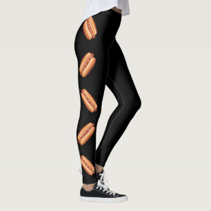 Hot Dog Fast Food Illustraties op zwart Leggings