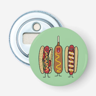 Hot Dog Friends Button Flesopener