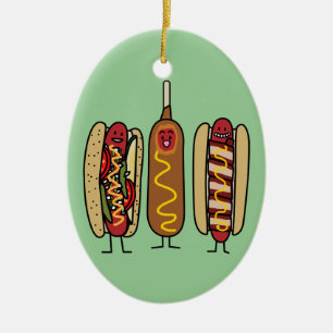 Hot Dog Friends Keramisch Ornament