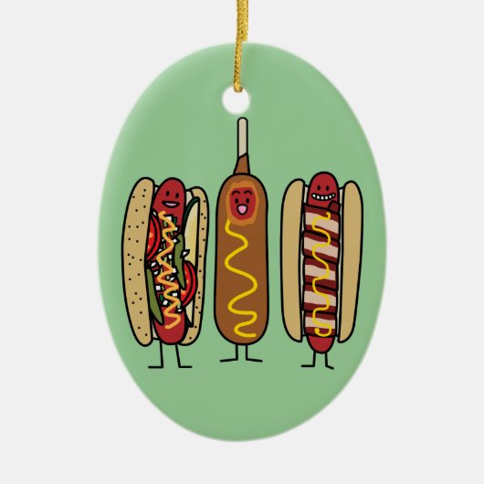 Hot Dog Friends Keramisch Ornament (Voorkant)