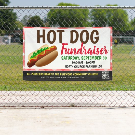 Hot Dog Fundraiser Banner met qr-code (Insitu)