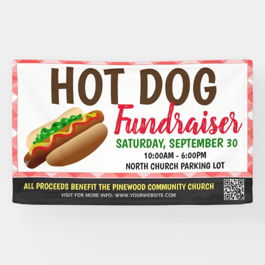 Hot Dog Fundraiser Banner met qr-code (Horizontaal)