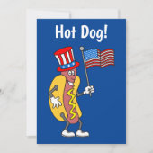 Hot Dog Het is een 4 juli-feestuitnodiging Kaart (Voorkant)