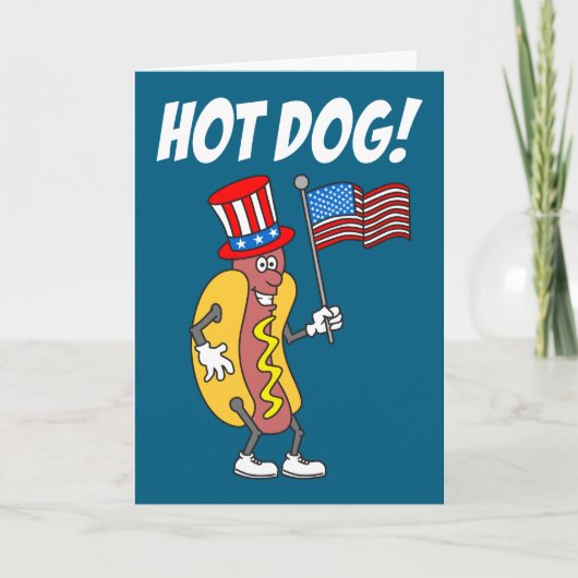 Hot Dog Het is Onafhankelijkheidsdag 4 juli Kaart (Voorkant)