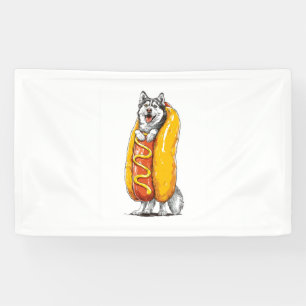 Hot Dog Husky - Grappig Eten Kostuum Spandoek