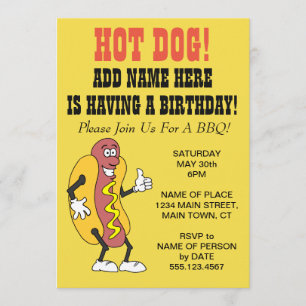 Hot Dog Iemand Met Een Verjaardag BBQ Uitnodiging