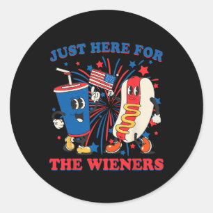 Hot Dog Ik ben hier voor de Wieners 4 juli Ronde Sticker