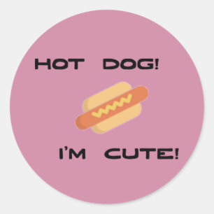 Hot Dog I'm Cute Ronde Sticker