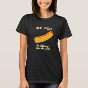 Hot Dog is altijd het antwoord op de pagina's met T-shirt