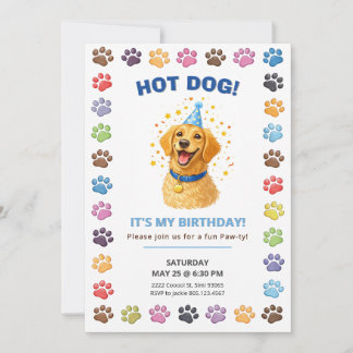 Hot Dog It’s My Birthday, Puppy Paw-ty  Kaart