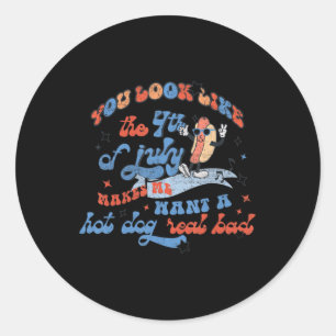 Hot Dog Love USA Fun Je ziet eruit als vierde juli Ronde Sticker