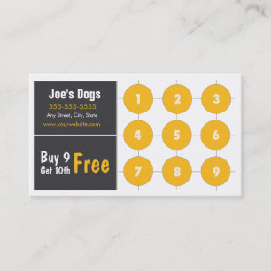 Hot Dog Loyalty Visitekaartje Punch Card