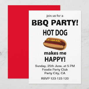 Hot Dog Makes Me Happy Hot Dog BBQ Party Kaart