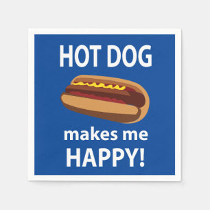 Hot Dog Makes Me Happy Hot Dog BBQ Party Servet