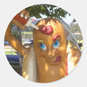 Hot-dog Man beeld Ronde Sticker