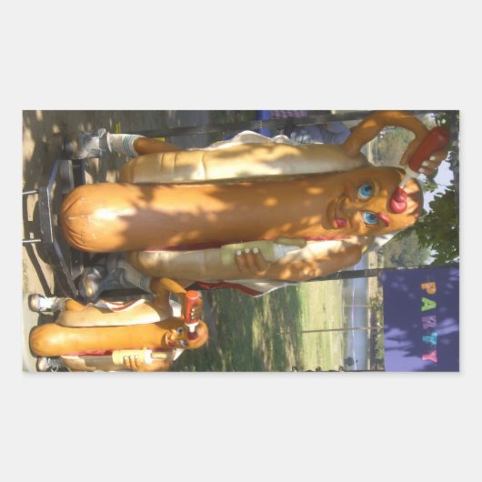 Hot Dog Man & Junior Statue Rechthoekige Sticker (Voorkant)