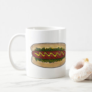Hot Dog met Mustard Relish Fast Food Foodie Hotdog Koffiemok