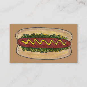 Hot Dog met Mustard Relish Food Chef Restaurant Visitekaartje