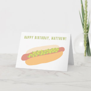 Hot Dog met Relish gepersonaliseerde verjaardag Kaart