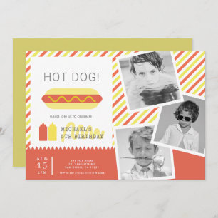 HOT DOG! Moderne Kinder fotocollage Birthday Invit Kaart