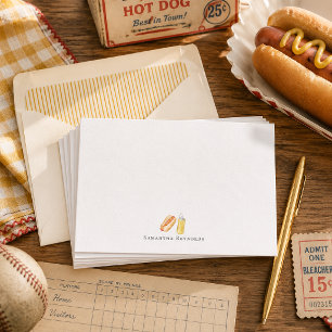 Hot Dog & Mosterd Monogram   Persoonlijke Vlakke K Notitiekaartje