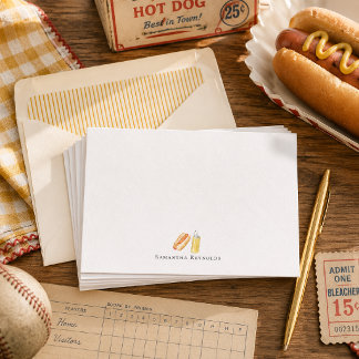 Hot Dog & Mosterd Monogram | Persoonlijke Vlakke K Notitiekaartje