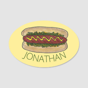 Hot Dog Mustard Ballpark Snack Bar Fast Food Naamplaatje