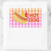 Hot Dog op Gingham picknick tafelkleed w / speceri Rechthoekige Sticker (Tas)
