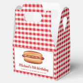 Hot Dog op Red Gingham Verjaardag Dank u Bedankdoosjes (Geopend)