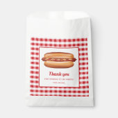 Hot Dog op Red Gingham Verjaardag Dank u Bedankzakje (Voorkant)