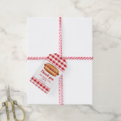 Hot Dog op Red Gingham Verjaardag Dank u Cadeaulabel (Met Touw)