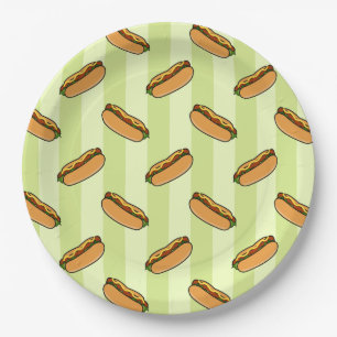 Hot Dog Patroon Papieren Bordje