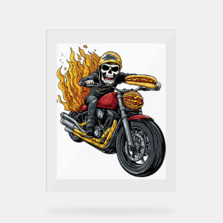 Hot Dog Rider - Funny Biker Skull Acryl Bord