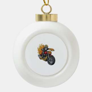 Hot Dog Rider - Funny Biker Skull Keramische Bal Ornament