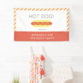 HOT DOG! Rode gele strepen moderne verjaardag Spandoek (Insitu)