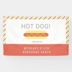 HOT DOG! Rode gele strepen moderne verjaardag Spandoek
