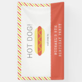 HOT DOG! Rode gele strepen moderne verjaardag Spandoek (Verticaal)