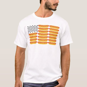 Hot Dog USA Vlag Grappig Patriottisch T-shirt