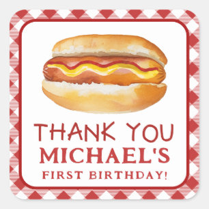 Hot Dog Verjaardag Bedankt Sticker – Square BBQ Co