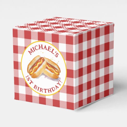 Hot Dog Verjaardagsfeest Favoriete Boxen - Kinder  Bedankdoosjes (Voorkant Zijde)