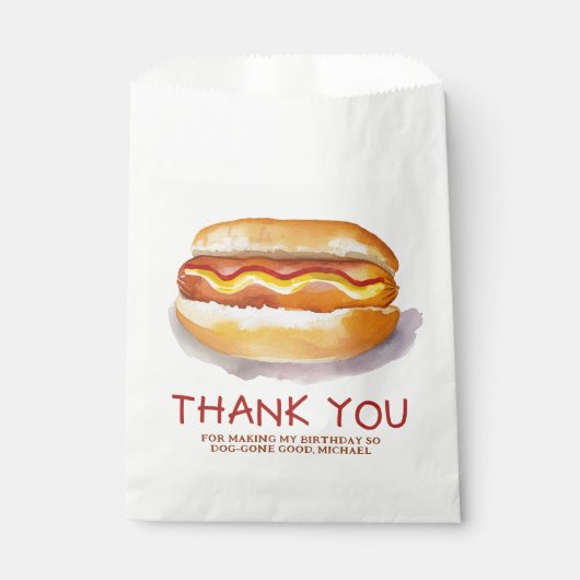 Hot Dog Verjaardagsfeest Voorkeur Bag – Kinder BBQ Bedankzakje (Voorkant)