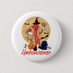 Hot Dog Volwassen Halloween Pun Ronde Button 5,7 Cm