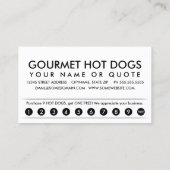 hot dogs. carte punch de fidélité (Dos)