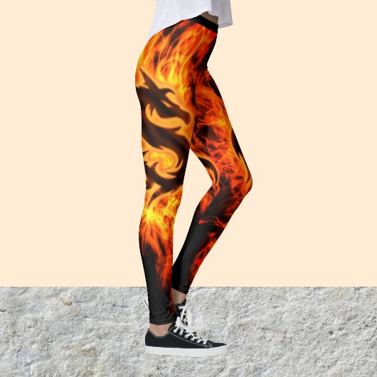 Hot dragon Fire Oranje Flames op Black, dames Leggings