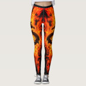 Hot dragon Fire Oranje Flames op Black, dames Leggings (Voorkant)