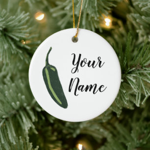 HOT EN SPICY Jalapeño Chili Pepper CUSTOM Keramisch Ornament