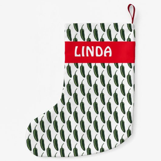 HOT EN SPICY Jalapeño Chili Peppers Patroon CUSTOM Kleine Kerstsok (Achterkant)